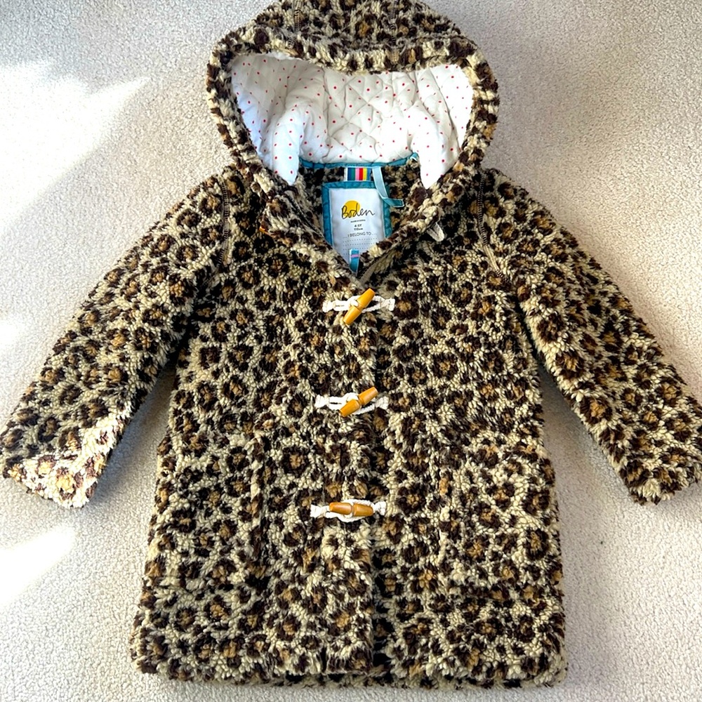 Mini Boden Cheetah Toggle Coat